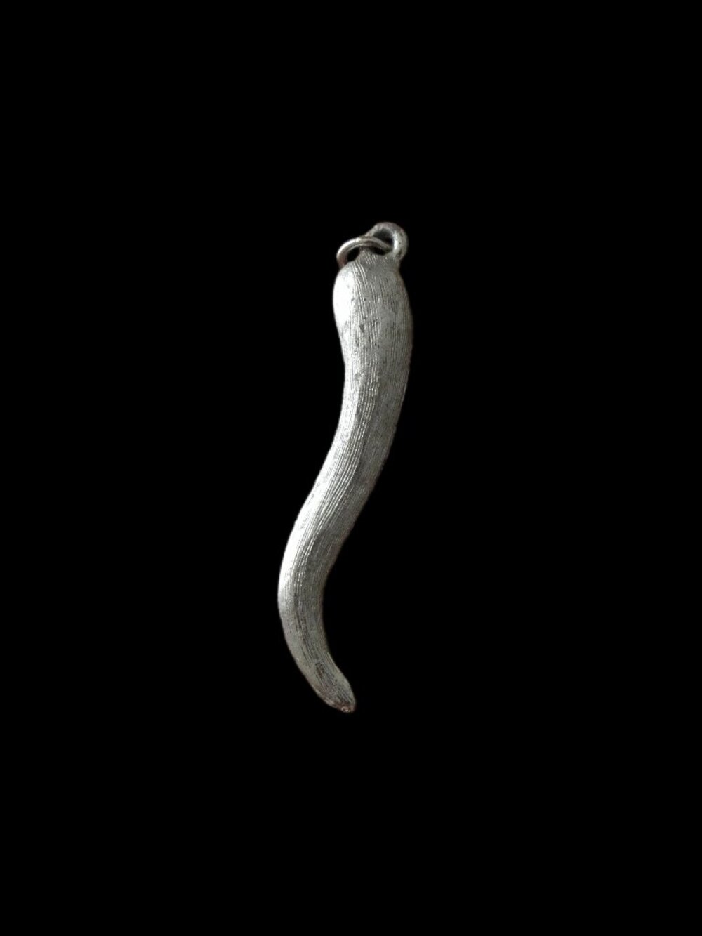 Vintage Sterling Silver Italian Horn Pendant Textured Cornicello Corno